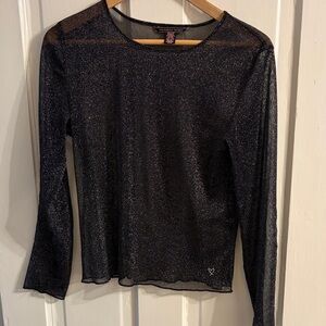 Victorias Secret Sheer Black Glitter Top